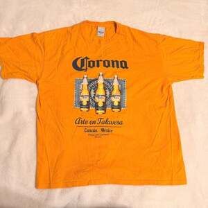 Corona Extra Cozumel, Mexico T-Shirt Men's M Yellow Graphic Cotton Mexican Beer